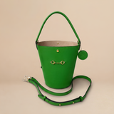 Seau Diane Vert en Cuir Vachette Doublé Daim, Sac Seau Femme Singulier 1