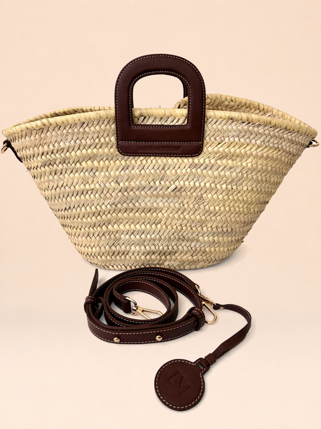 Panier Amazone Marron en Paille Naturelle et Cuir