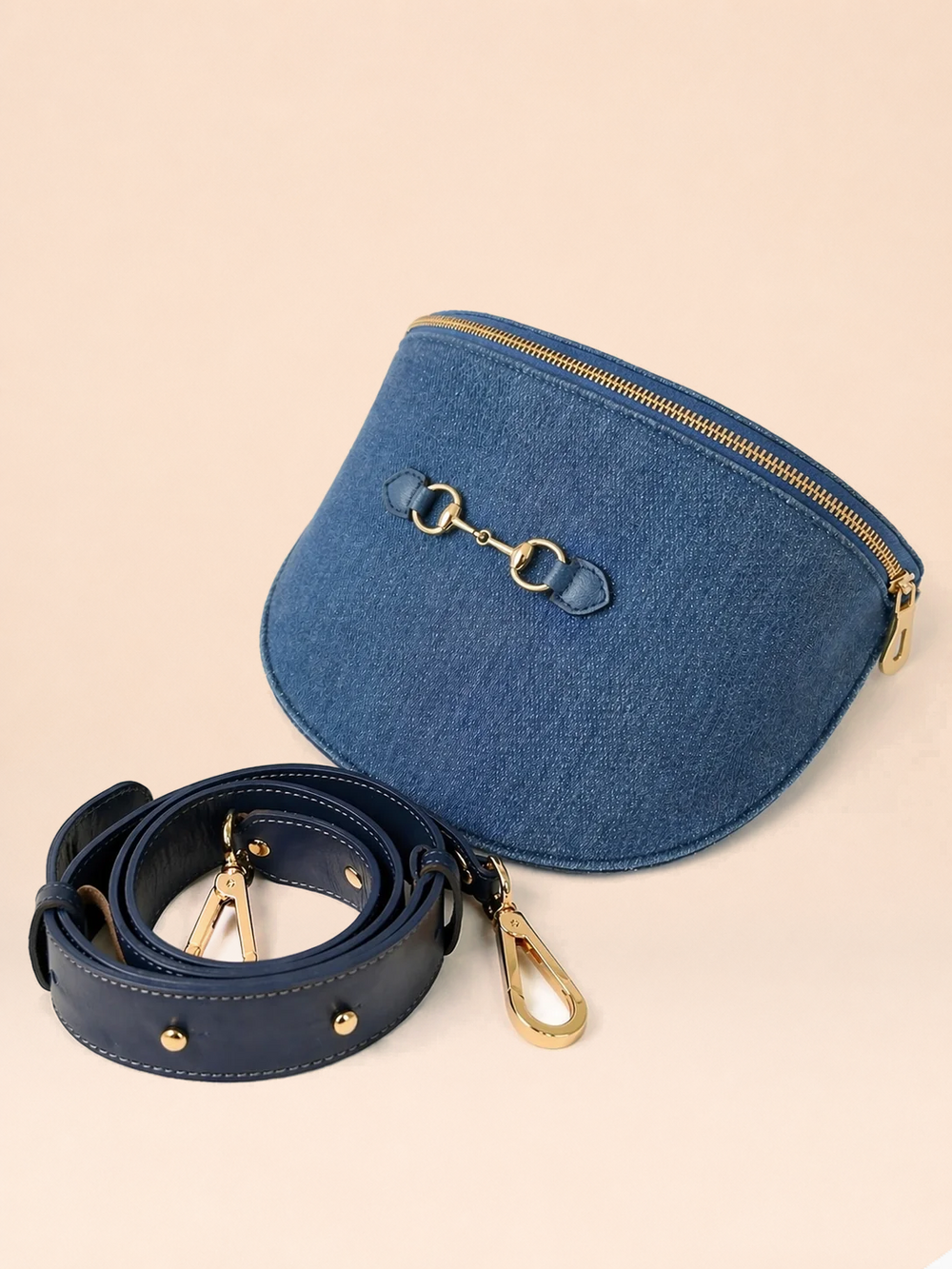 Banane Diane Bleu Jean en Tissu et Cuir, Sac Banane Femme Tendance 3