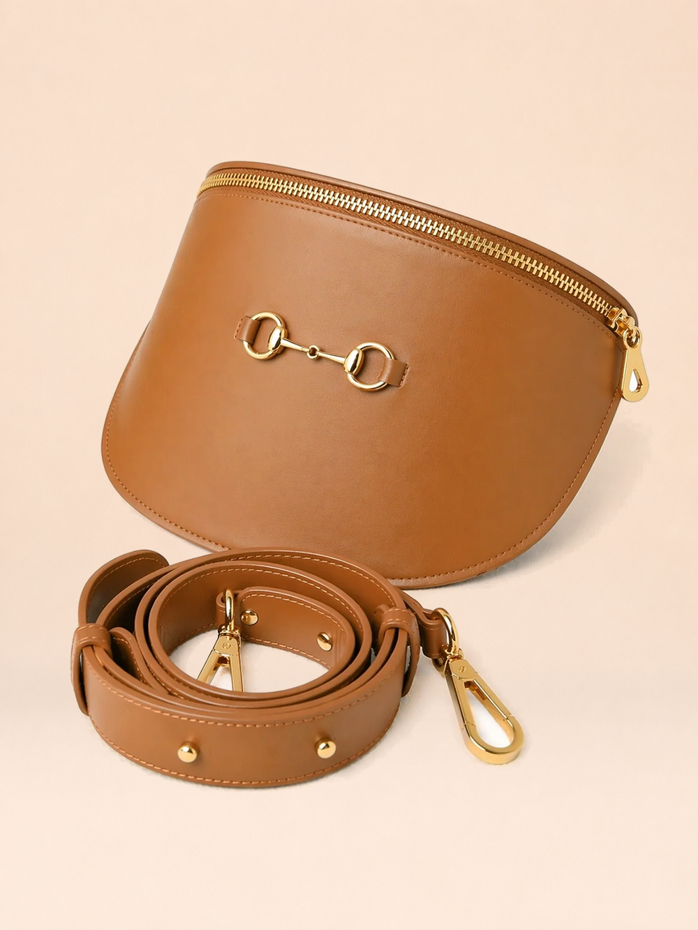 Banane Diane Camel en Cuir Véritable, Sac Banane Femme Crossbody 4