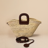 Panier Amazone Marron en Paille Naturelle et Cuir 1