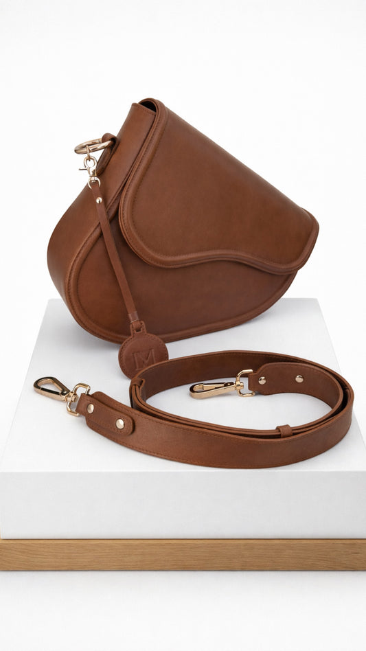 Sac selle cuir marron clair