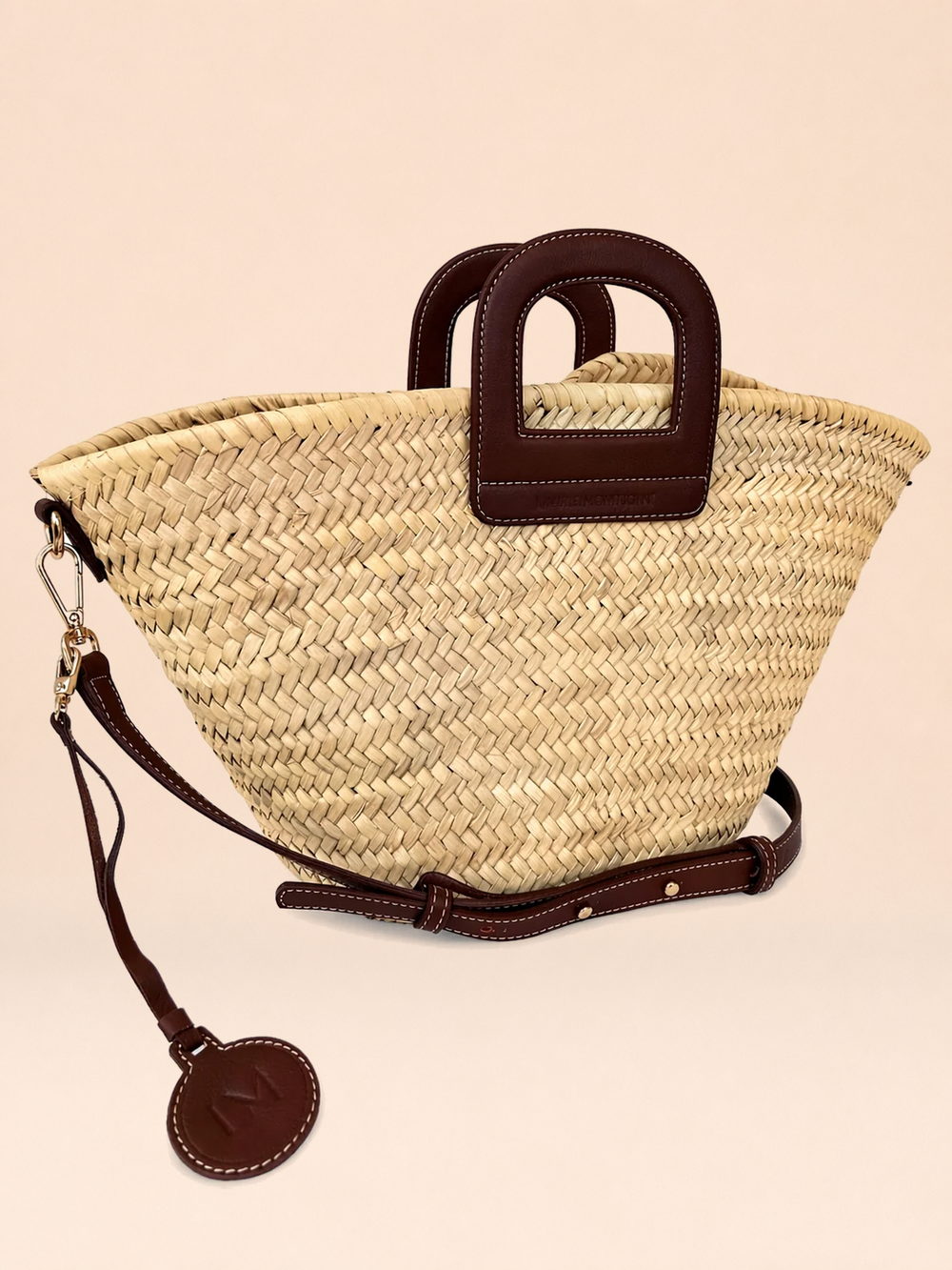 Panier Amazone Marron en Paille Naturelle et Cuir 5