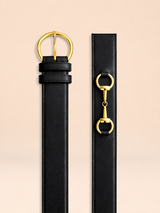 Ceinture Diane Noire en Cuir Véritable, Doublée Nubuck, Mors Cheval 3