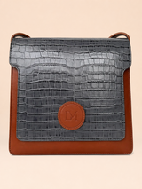 Sac Lipizzan Marron et Bleu Jean en Cuir Façon Croco, Pièce Iconique 3