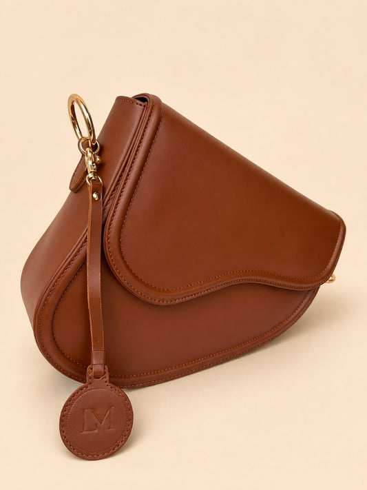 Sac Selle-LM Marron Marbré en Cuir