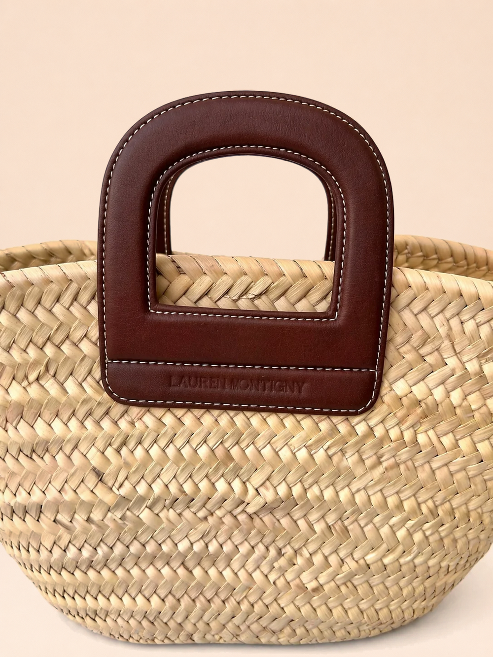 Panier Amazone Marron en Paille Naturelle et Cuir 7