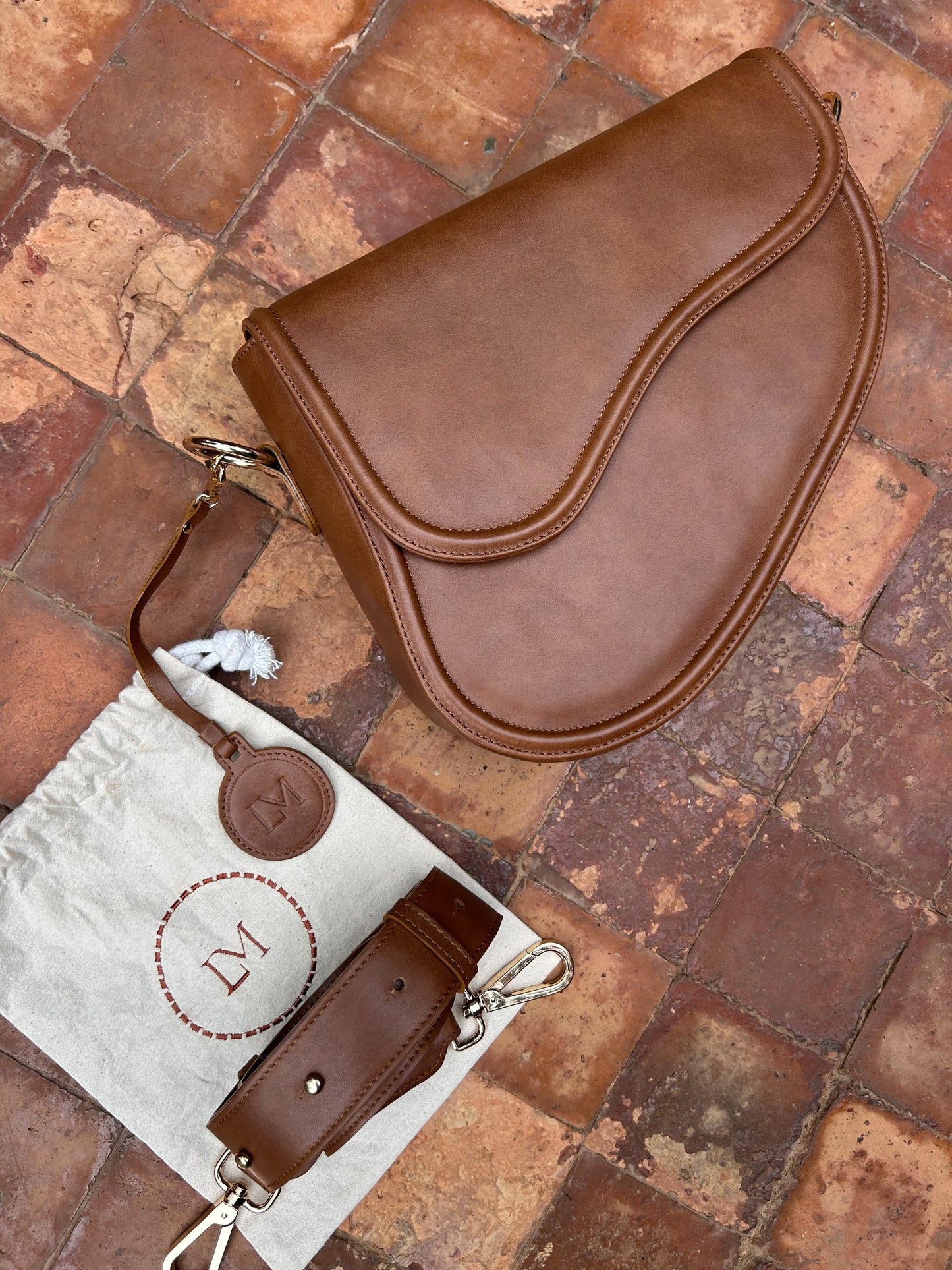 Sac selle cuir marron clair