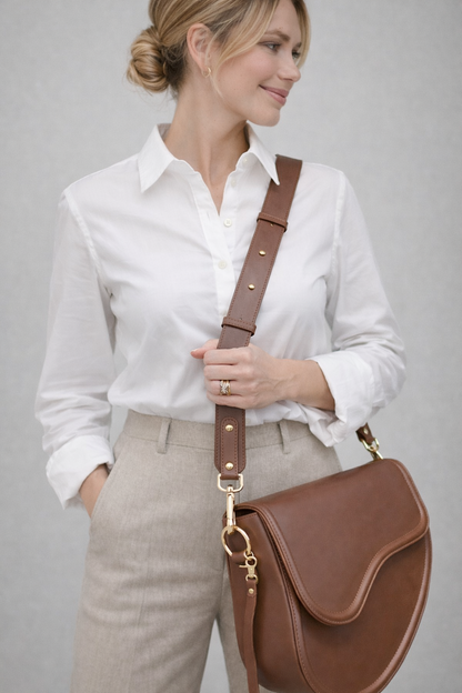 Sac Selle-LM Marron Marbré en Cuir