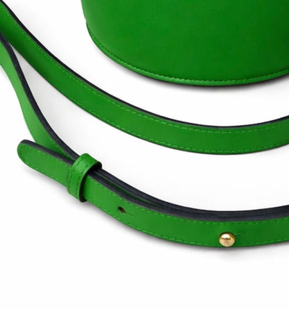 Seau Diane Vert en Cuir Vachette Doublé Daim, Sac Seau Femme Singulier