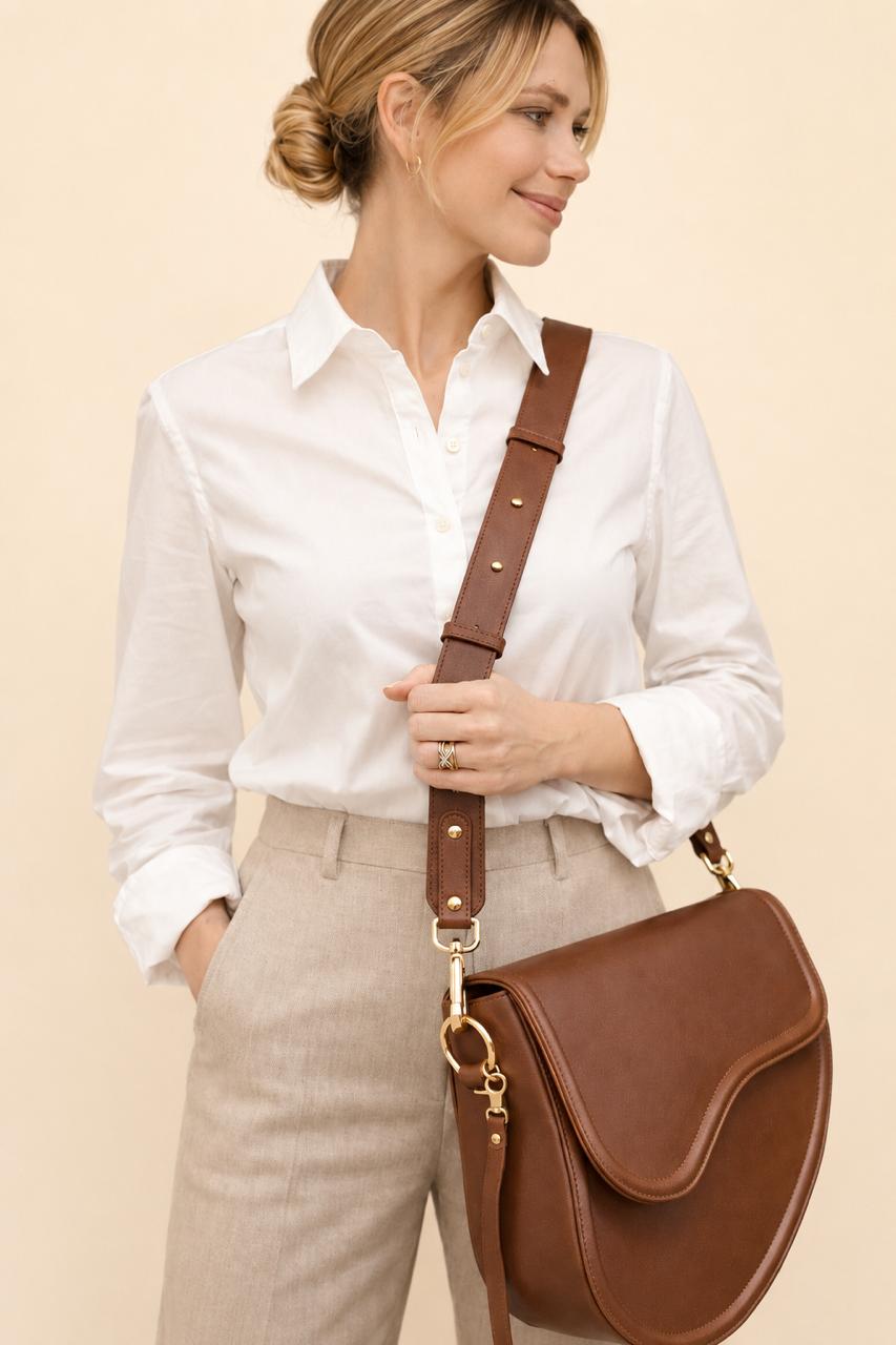 Sac Selle-LM Marron Marbré en Cuir 2