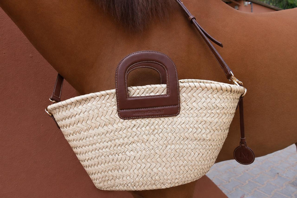 Panier Amazone Marron en Paille Naturelle et Cuir 2