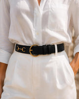 Ceinture Diane Noire en Cuir Véritable, Doublée Nubuck, Mors Cheval 2