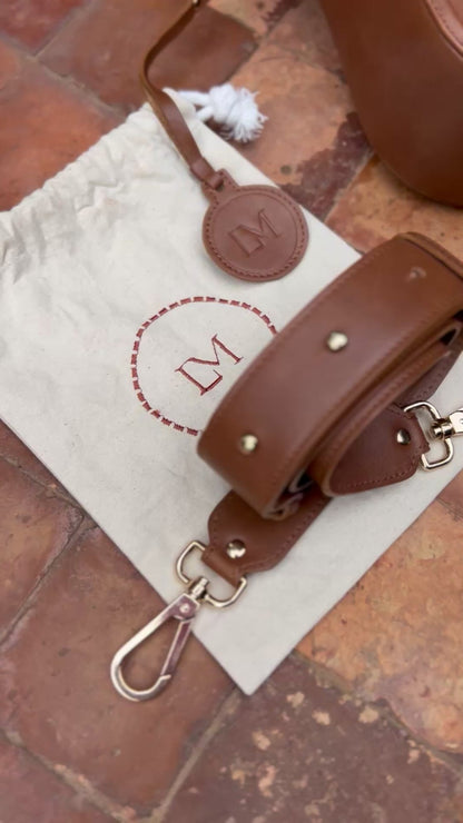 Sac selle cuir marron clair